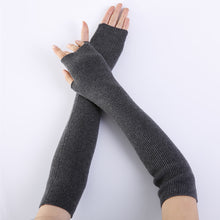 Load image into Gallery viewer, Solid Color Fine Yarn Soft Fashionable Warm Open Finger Cashmere Half Finger Arm Sleeve Gloves
