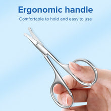 Load image into Gallery viewer, LLANO Nose Hair Scissor Rounded Professional Stainless Steel Mustache Facial Hair Beard Eyebrows Eyelashes Trimming Clippers
