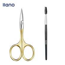 Load image into Gallery viewer, LLANO Facial Hair Scissor Eyebrow brush Professional Stainless Steel Mustache Nose Hair Beard Eyebrows Eyelashes Trimming Clippers
