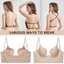 Load image into Gallery viewer, Push Up Bra Backless Women Bras Low Cut Sexy Plunge Brassiere Open Back Wedding Underwear Invisible Seamless Deep U Lingerie
