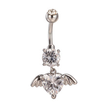 Load image into Gallery viewer, Lady Exquisite Rhinestone Cupid Dangle Belly Button Ring Heart Body Piercing
