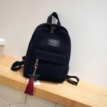 Load image into Gallery viewer, Corduroy Backpack for Women Cute Tassel Student School Bag Casual Knapsack
