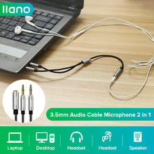 Load image into Gallery viewer, 3.5mm Headset Microphone 2 in 1 Audio Splitter Cable AUX Cable Female to 2 Male Aluminum Shell For Desktop Laptop Cellphone Game Voice Calls
