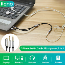Load image into Gallery viewer, 3.5mm Headset Microphone 2 in 1 Audio Splitter Cable AUX Cable Female to 2 Male Aluminum Shell For Desktop Laptop Cellphone Game Voice Calls
