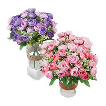 Load image into Gallery viewer, Artificial Flowers Simple 10 Heads  Bouquet Rose Silk High End Wedding Party Bride Home Table Plant Decoration Single Branch
