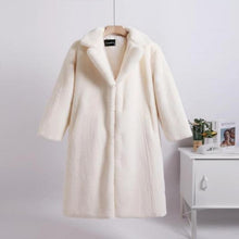 Load image into Gallery viewer, Women Contrast Color Mink Faux Fur Coat Turn Down Collar Winter Fur Lady Long Coat
