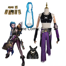 Load image into Gallery viewer, Anime Game LOL Arcane Cosplay Costume Crit Loli Jinx Cosplay Loose Cannon Cosplay Outfit Shoes Wig Sexy Women Carnival Costume
