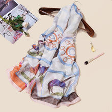 Load image into Gallery viewer, Spring and Summer New Silk Scarf Gift Silk Imitation Silk Women's Printed Imitation Mulberry Silk Beach Towel Shawl Scarf
