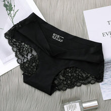 Load image into Gallery viewer, Women Sexy Lace Side Underwear Seamless Breathable Hollow Briefs Solid Color Woman Nylon Low Rise Lingerie Sexy UnderwearPanties
