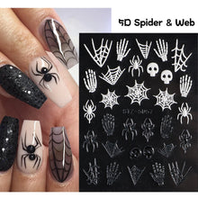 Load image into Gallery viewer, 5D Halloween Nail Art Stickers Spider Web Horror Eyes Face Pumpkin Nail Decals Embossed Designs Sliders Foils Manicure TRSTZ-5D
