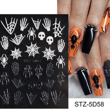 Load image into Gallery viewer, 5D Halloween Nail Art Stickers Spider Web Horror Eyes Face Pumpkin Nail Decals Embossed Designs Sliders Foils Manicure TRSTZ-5D
