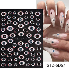 Load image into Gallery viewer, 5D Halloween Nail Art Stickers Spider Web Horror Eyes Face Pumpkin Nail Decals Embossed Designs Sliders Foils Manicure TRSTZ-5D
