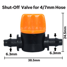 Load image into Gallery viewer, 5PCS Mini Valve with 4/7mm Hose Garden Irrigation Barbed Water flow control valve Agriculture tools Drip Irrigation Fittings
