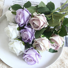 Load image into Gallery viewer, 5Pcs Artificial Flowers Silk Rose Long Branch Bouquet for Wedding Home Decoration
