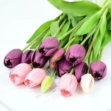 Load image into Gallery viewer, 10Pcs/bunch Artificial Tulips Bouquet Real Touch Silicone Fake Flowers for Home Garden Living Room Decoration Wedding Party
