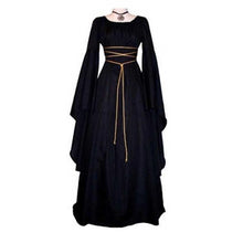 Load image into Gallery viewer, Halloween Costume Retro Long-sleeved Round Collar Belt Irregular Women's Dress
