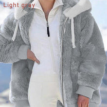 Load image into Gallery viewer, Women Warm Coat Zipper Overcoat Long Sleeve Solid Fluffy Fake Fur Outwear Thick Winter Casual

