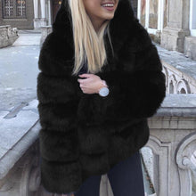 Load image into Gallery viewer, Women Ladies Fashion Faux Fur Thick Coats Mink Winter Long Sleeve Hooded Warm Jacket Outerwear
