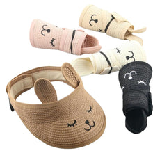 Load image into Gallery viewer, Lovely Smile Summer Empty Top Wide Brim Straw Visor Cap For Baby Props Kids Child Adjustable Cute Sun Hat For Boys Girls
