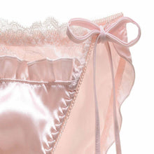Load image into Gallery viewer, Women Lace Trim Satin Briefs Ladies Solid Color Sides Lace-up Pleated Panties Elastic Waistband Underpants Underwear
