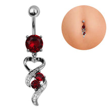 Load image into Gallery viewer, Navel Ring Fashion Surgical Steel Heart Rhinestone Belly Ring Body Piercing Navel Jewelry
