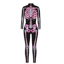 Load image into Gallery viewer, Halloween Cosplay Skeleton Print Catsuits Long Sleeves Slim Bodywear Carnival Cosplay One-piece Costumes Cropped Pants
