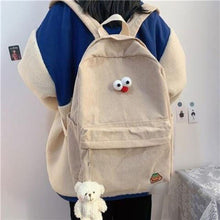 Load image into Gallery viewer, Large Capacity Cartoon Pendant Multi-Pocket Bookbag Women Backpack Travel Rucksack School Backpack
