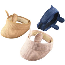 Load image into Gallery viewer, Lovely Smile Summer Empty Top Wide Brim Straw Visor Cap For Baby Props Kids Child Adjustable Cute Sun Hat For Boys Girls
