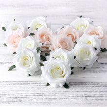 Load image into Gallery viewer, 5pcs artificial roses white silk fake roses flower faux heads high quality DIY wedding home decoration scrapbook accessories
