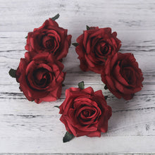 Load image into Gallery viewer, 5pcs artificial roses white silk fake roses flower faux heads high quality DIY wedding home decoration scrapbook accessories
