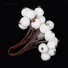 Load image into Gallery viewer, 6/10/12/70/90/144pcs White Hybrid Flower Cherry Stamen Berries Bundle DIY Cake Christmas Wedding Gifts Box Wreaths Decor D0604
