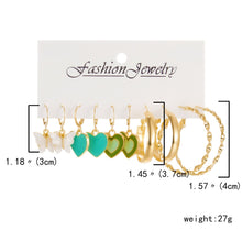 Load image into Gallery viewer, 6 Pairs Heart Butterfly Drop Earrings Set Big Circle Piercings Earrings Jewelry for Women Imitation Pearl Hoop Cute Ear Buckle
