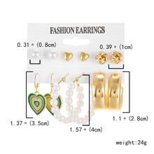 Load image into Gallery viewer, 6 Pairs Heart Butterfly Drop Earrings Set Big Circle Piercings Earrings Jewelry for Women Imitation Pearl Hoop Cute Ear Buckle
