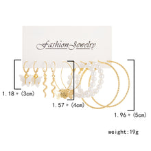 Load image into Gallery viewer, 6 Pairs Heart Butterfly Drop Earrings Set Big Circle Piercings Earrings Jewelry for Women Imitation Pearl Hoop Cute Ear Buckle
