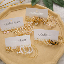 Load image into Gallery viewer, 6 Pairs Heart Butterfly Drop Earrings Set Big Circle Piercings Earrings Jewelry for Women Imitation Pearl Hoop Cute Ear Buckle
