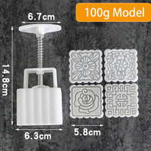 Load image into Gallery viewer, 6 Style Round/Square Flower Mooncake Mold Set 100g Mid Autumn Festival DIY Hand Pressure Fondant Moon Cake Mould Decoration Tool
