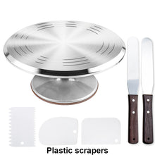 Load image into Gallery viewer, 6Pcs/set Turntable Cake Decoration Accessories Set Rotating Cake Stand Tools Metal Stainless Steel Pastry Spatula Scraper

