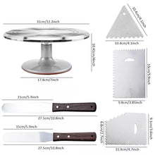 Load image into Gallery viewer, 6Pcs/set Turntable Cake Decoration Accessories Set Rotating Cake Stand Tools Metal Stainless Steel Pastry Spatula Scraper
