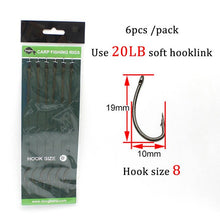 Load image into Gallery viewer, 6pcs Carp Fishing Hair Rigs Ready Made Carp Fishing Hook Size 2#4#6#8 Fishing Tackle Equipment Accessories Pesca
