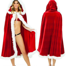Load image into Gallery viewer, 60-90-120-150cm Red Velvet Hooded Cape Cloak Sexy Santa Cosplay Christmas Costumes Women Carnival Party Clubwear

