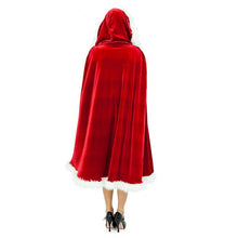 Load image into Gallery viewer, 60-90-120-150cm Red Velvet Hooded Cape Cloak Sexy Santa Cosplay Christmas Costumes Women Carnival Party Clubwear
