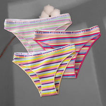 Load image into Gallery viewer, 3Pcs/set Colorful Stripes Panties Women's Cotton Briefs M-XL Low-Rise Rainbow Underwear Ladies Underpants Girls Panties
