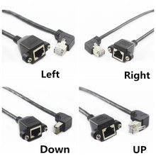 Load image into Gallery viewer, 60cm UP Down Right Left Angled 90 Degree 8P8C FTP STP UTP Cat5 RJ45 with screw Lan Ethernet Network Extension Cable 1ft 0.3m
