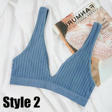 Load image into Gallery viewer, Sexy Women's Bra Crop Top Female Seamless Underwear No-Padded Autumn Camisole Deep V Lingere Daily Sports Ribbed Tanks
