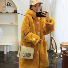 Load image into Gallery viewer, Faux Fur Coat Women Casual Korean Hoodies Furry Thick Bat Sleeved Warm Long Faux Rabbit Fur Jacket Loose Winter Coat Outwears
