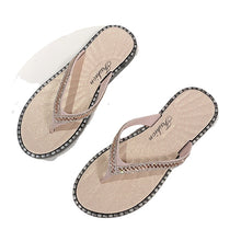 Load image into Gallery viewer, Women's Korean-Style Rhinestone Flip-Flops Flat Sandals
