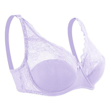 Load image into Gallery viewer, Queenral New Lace Perspective Bra Women Sexy Lingerie Underwire Embroidery Floral Bralette Plus Size

