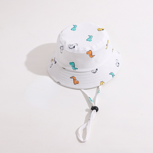 Load image into Gallery viewer, Summer Children Bucket Hat Cartoon Dinosaur Print Girls Boys Panama Fisherman Hat Outdoor Kids Sun Beach Cap
