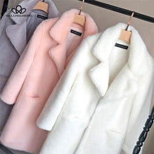 Load image into Gallery viewer, Women Mink Faux Fur Coat Solid Female Turn Down Collar Winter Warm Fake Fur Lady Coat Casual Jacket
