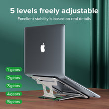 Load image into Gallery viewer, 5-Gear Foldable Laptop Stand Aluminum Alloy Portable Bracket with Desktop Lifting Function Non-Slip Rack Holder for 11-15.6 inch Laptop
